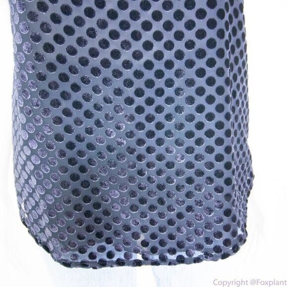 Loft flutter-sleeve navy blue top with dots keyhole back, women size S - Picture 3 of 16